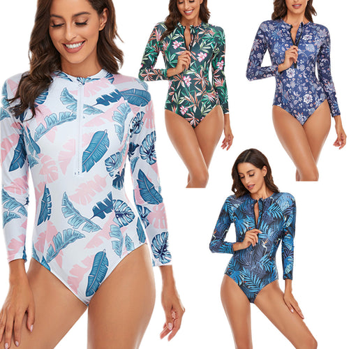 Damer Én-dels Surfdragt med blomstret design og funktionel lynlås Stilla