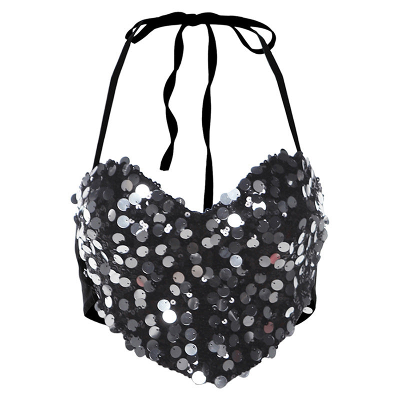 Dame Bustier-top med glitrende pailetter og sødt hjerte-design Stilla