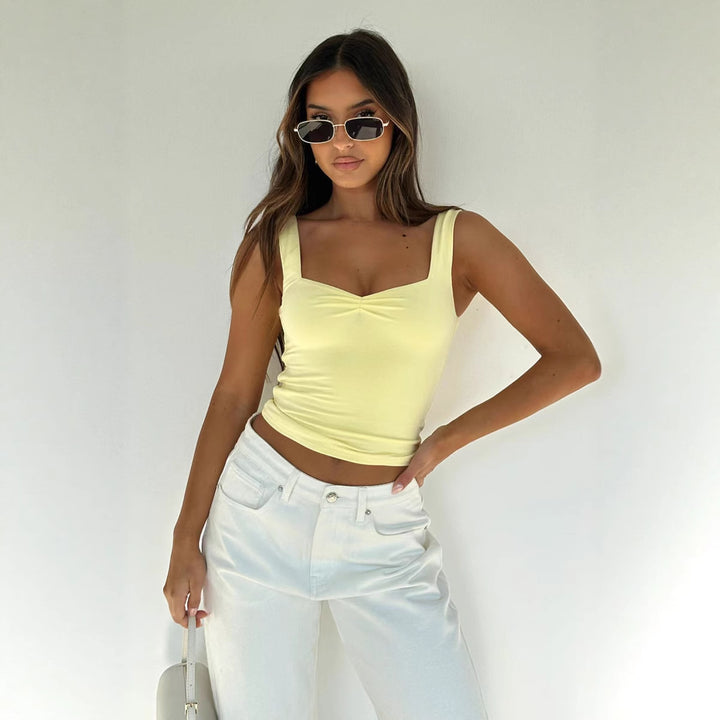 Dame figursyet Crop-Top med brede stropper og V-hals Skovae