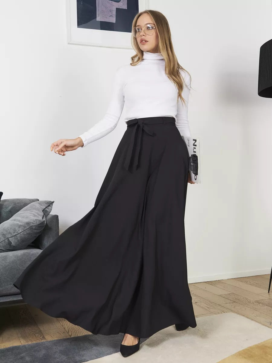 Dame Maxiskørt med elegant sløjfebånd og flydende stof Stilla