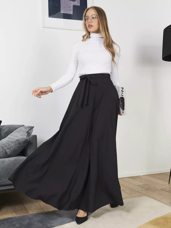 Dame Maxiskørt med elegant sløjfebånd og flydende stof Stilla