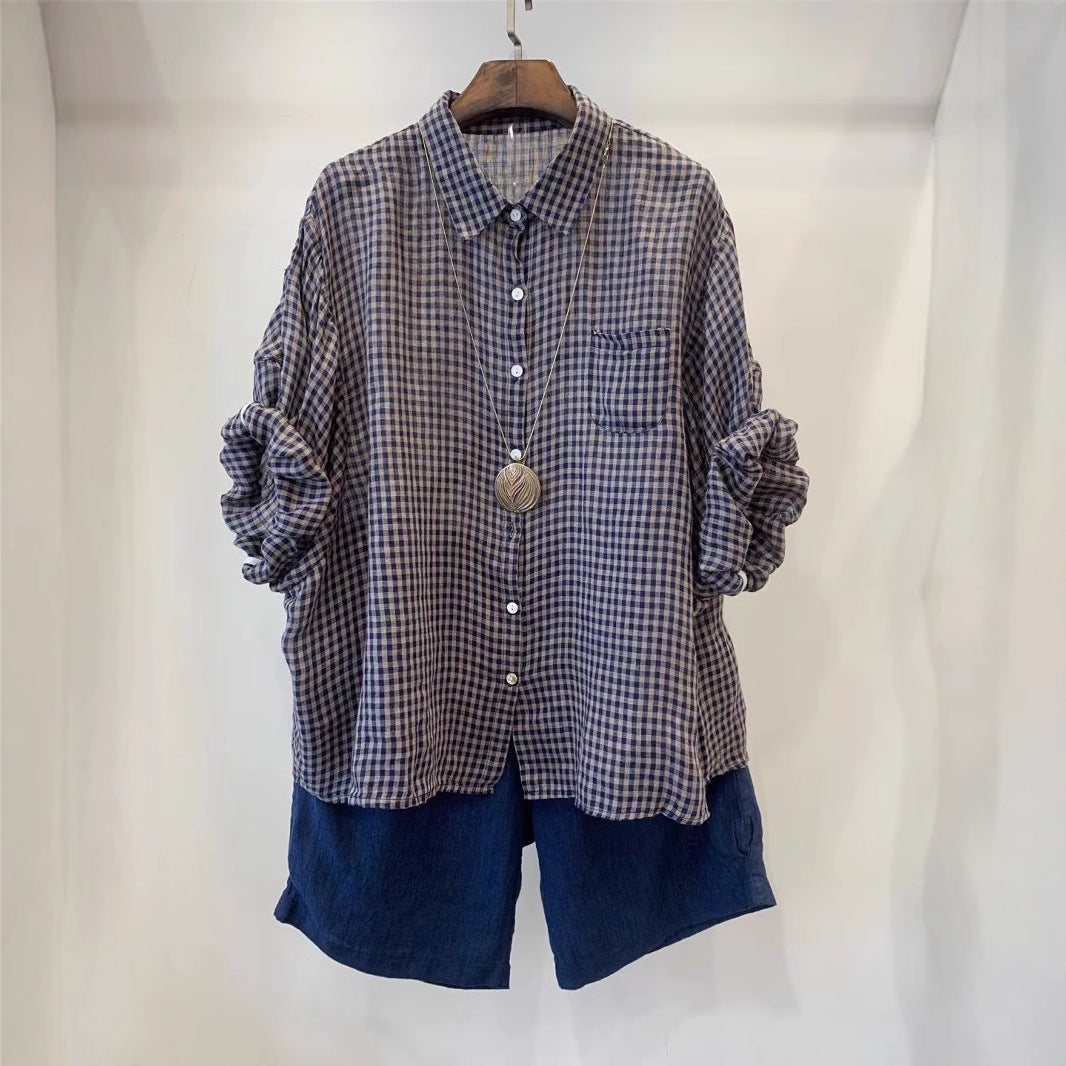 Femme Relaxed Fit Gingham Button-Up Shirt Stilla