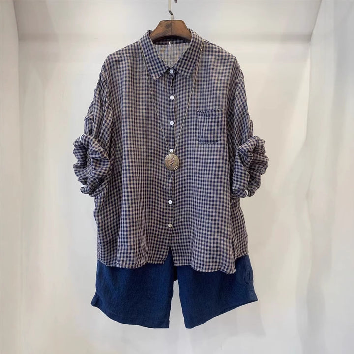 Femme Relaxed Fit Gingham Button-Up Shirt Stilla
