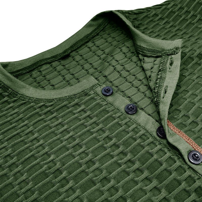 Herrer kortærmet Henley T-shirt med struktureret design og tætsiddende pasform Stilla