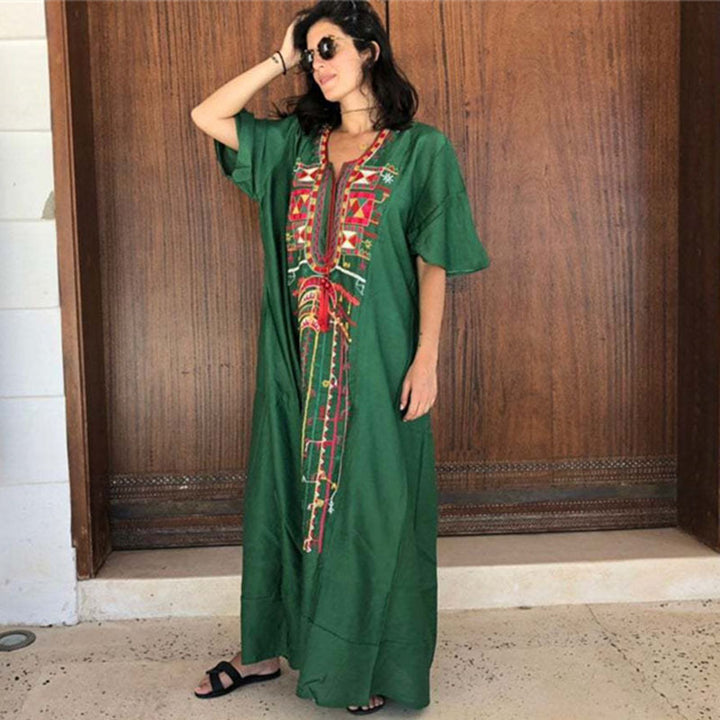 Dame Kaftan med kunstnerisk håndbroderi og rummelig skæring Stilla