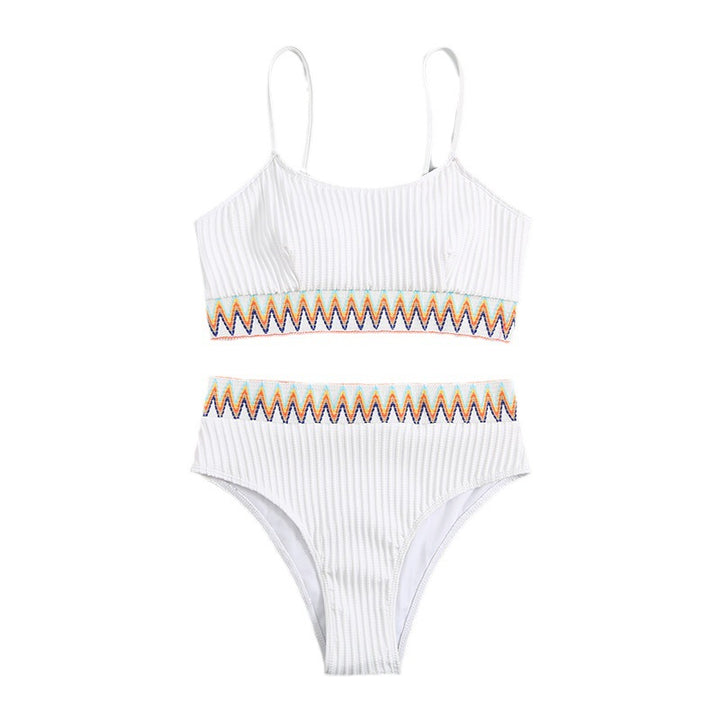 Dame højtskåret bikini med sportslig top og kreativt design Skovae