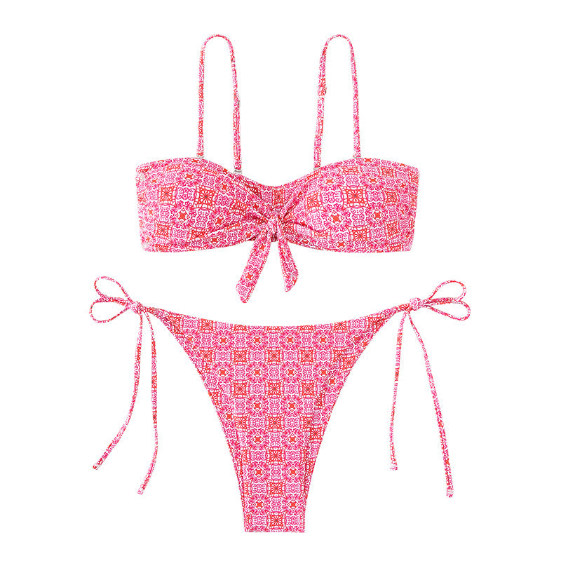 Dame bikini-sæt med legende knude-design og justerbare stropper Stilla