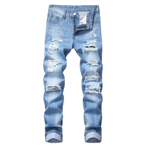 Dame Destroyed Slim Fit Jeans i moderne Used-Look Stilla