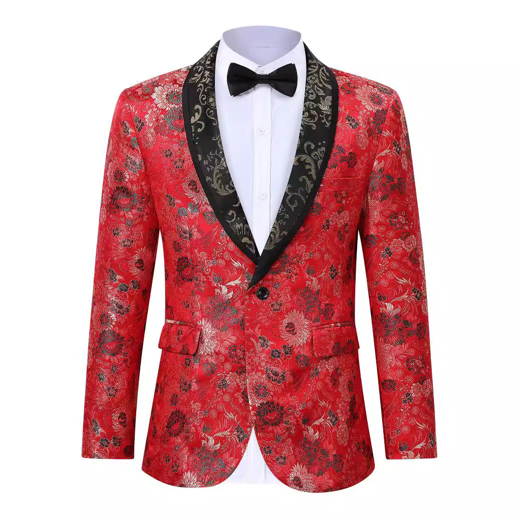 Herre elegant fløjl blazer med blomster mønster Stilla
