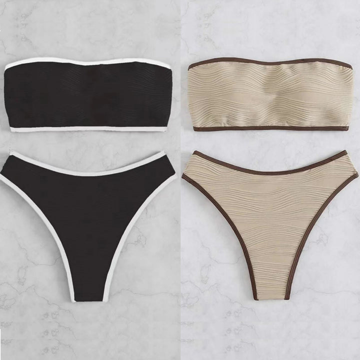Dame Bandeau-Bikini-sæt med struktureret design og elegant afslutning Stilla