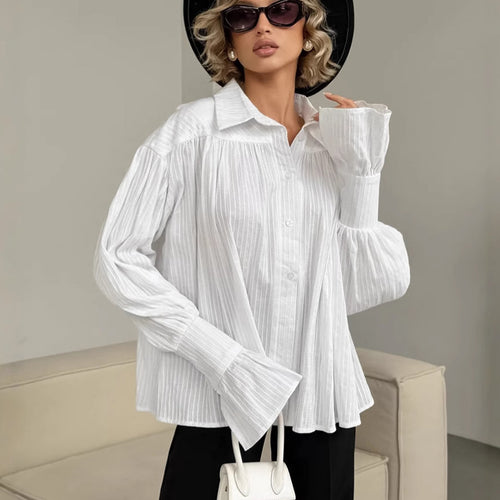 Dame Oversized Bluse med voluminøse ærmer og struktureret design Stilla