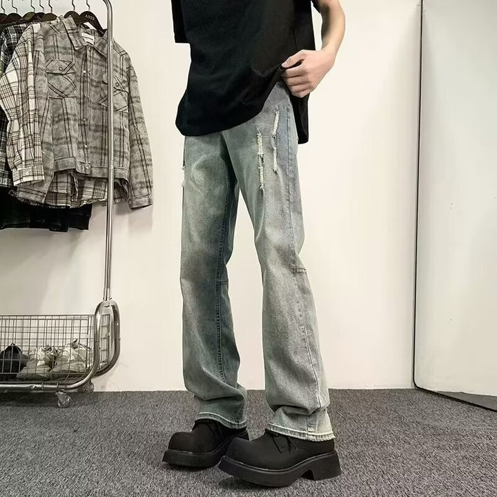 Herrer Mode Vintage-jeans med destroyed-detaljer og komfortabel pasform Stilla