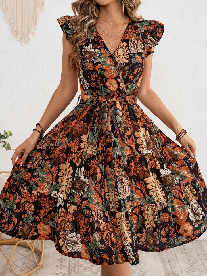 Dame blomsterprint midi-kjole Stilla