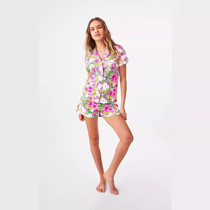 Femme Floral Print Loungewear Sæt Stilla