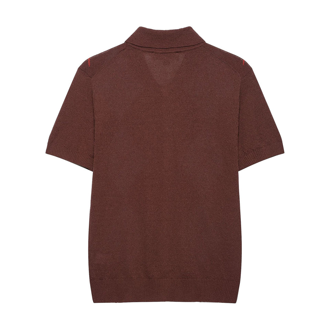 Femme Kortærmet Argyle Strik Button-Up Skjorte Stilla