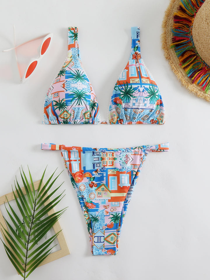 Dame bikini-sæt med legende design og høj udskæring Stilla