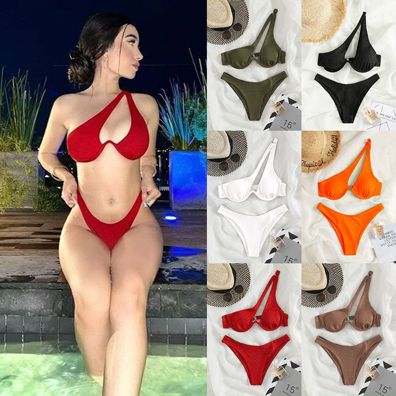 Dame trekantet bikini med asymmetrisk design Skovae