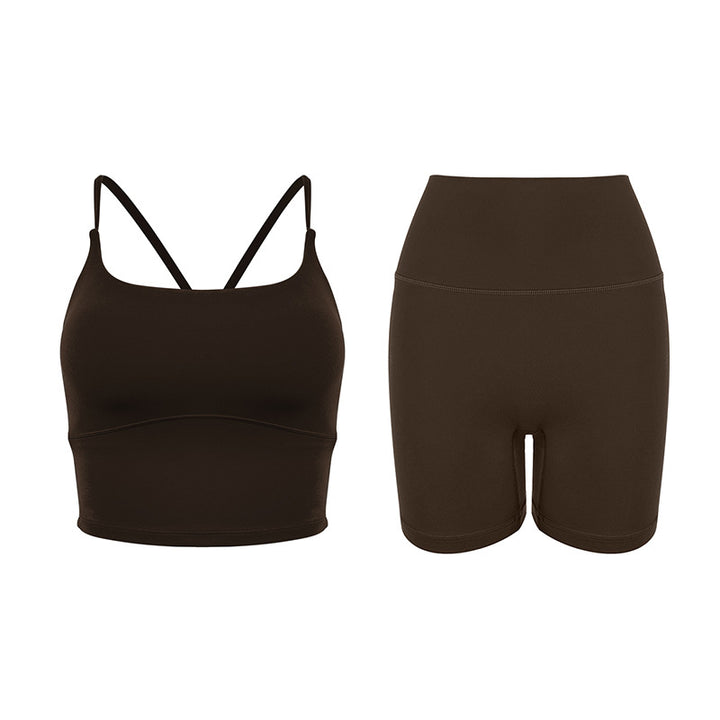 Dame Sporty Set lavet af åndbart materiale med tanktop og højtaljede shorts Stilla