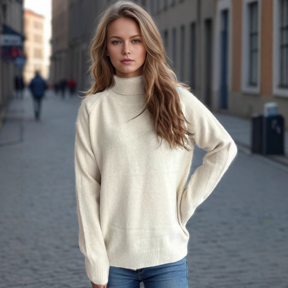 Dame hyggelig turtleneck sweater lavet af blød tekstur Stilla