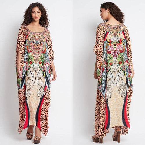 Dame Kaftan med kunstfærdigt dyremønster og glamourøse detaljer Stilla