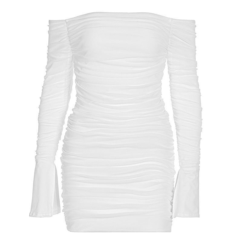 Dame Off-Shoulder Minikjole med flæse detaljer og tætsiddende snit Skovae