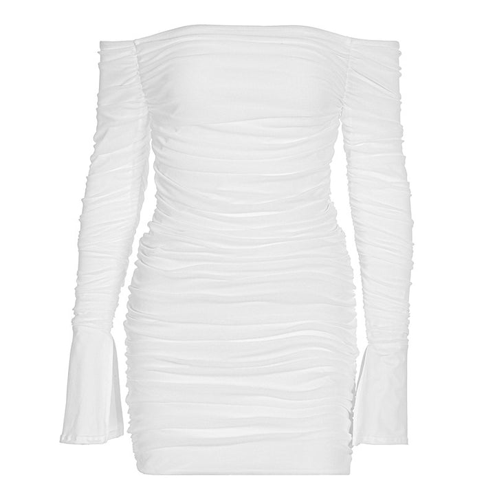 Dame Off-Shoulder Minikjole med flæse detaljer og tætsiddende snit Skovae