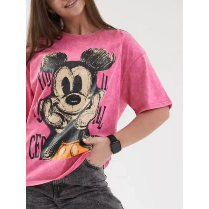 Dame T-shirt med kreativ Mickey Mouse design og afslappet oversized-snit Stilla