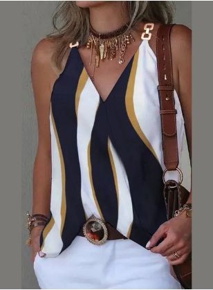 Dame asymmetrisk top med fashionable farvegradient og elegante stropdetaljer Stilla