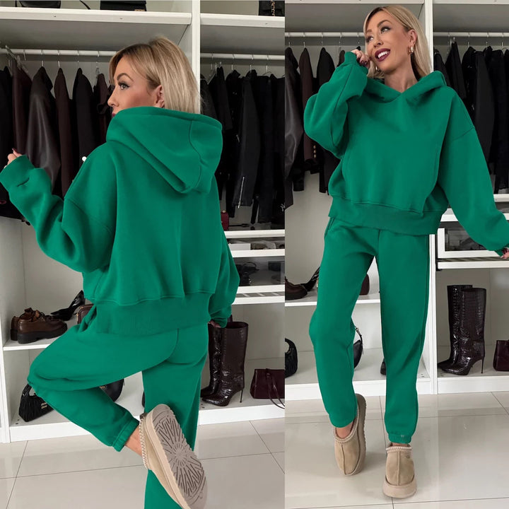 Kvinder komfortabel hoodie og casual joggingbukser sæt Skovae