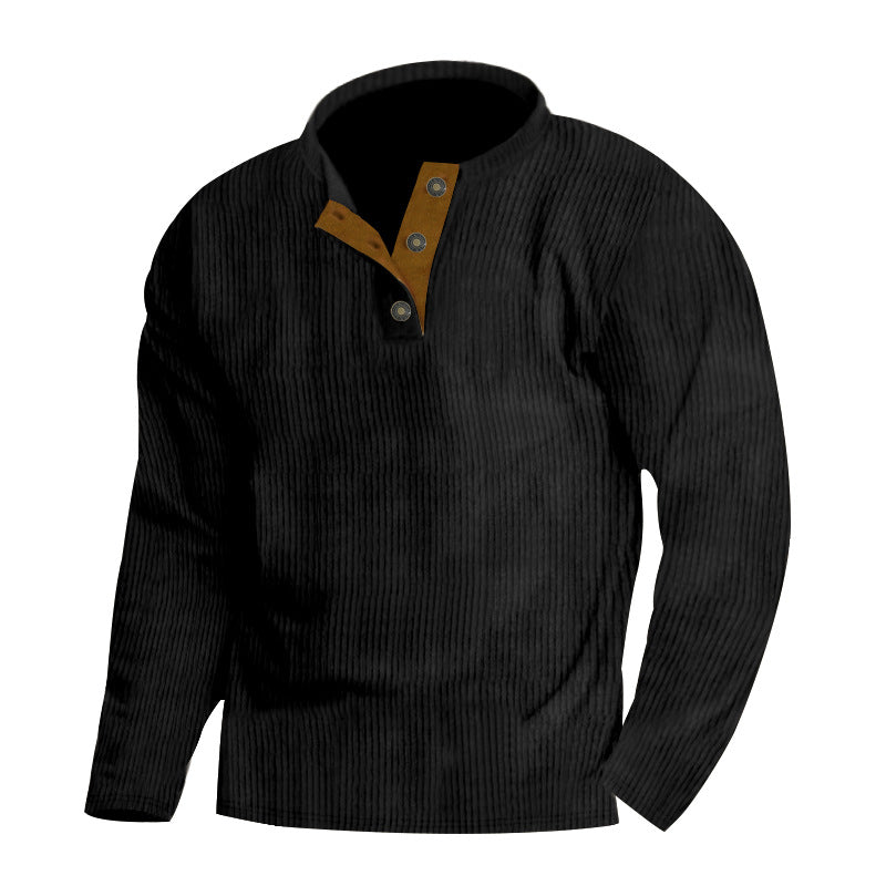 Herre afslappet strikpullover med moderne knapliste og struktureret design Stilla