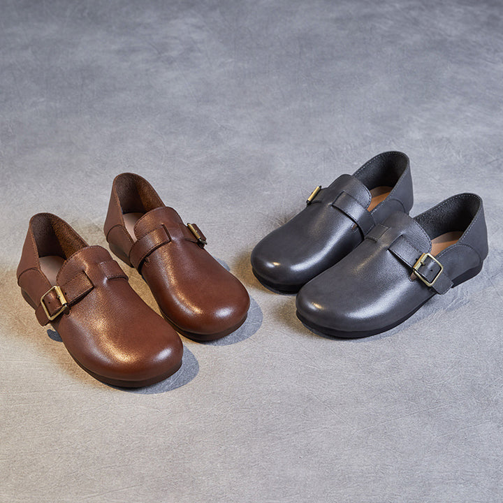 Dame læder slip-on clogs med smart spænde-detalje Stilla