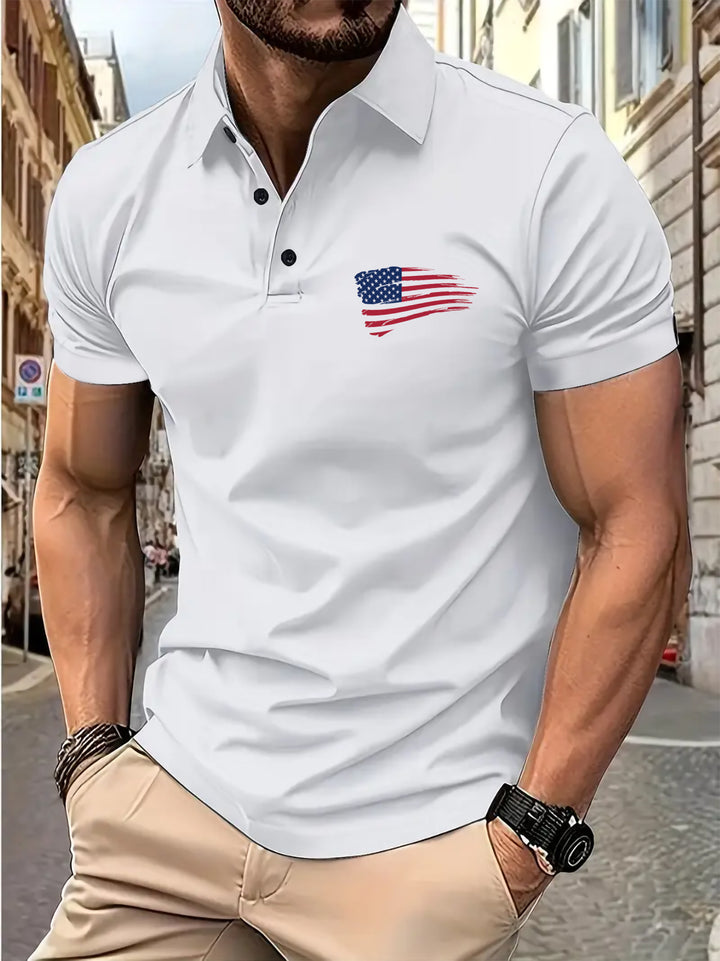 Herrer Poloshirt med dynamisk grafikdesign og åndbar bomulds teknologi Stilla