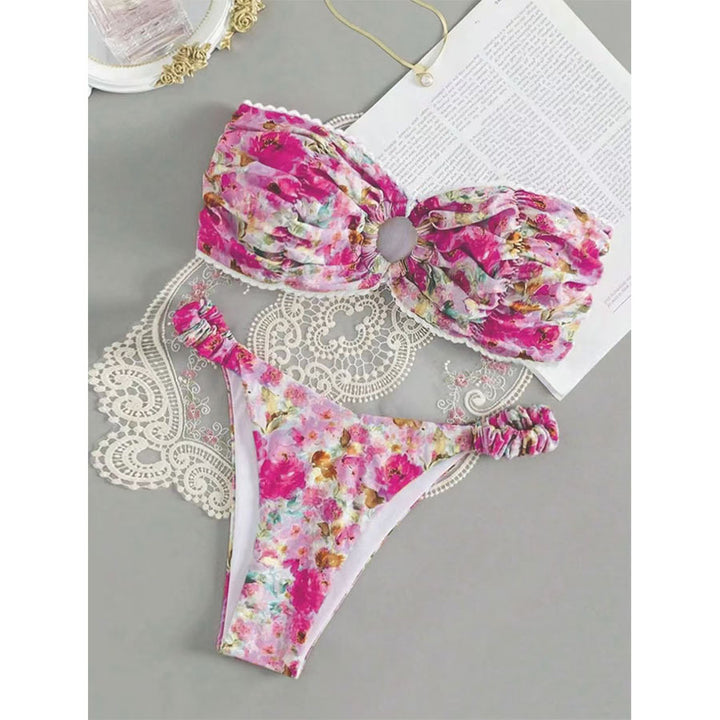 Kvinder Floral Rynkning Bikini Sæt Stilla