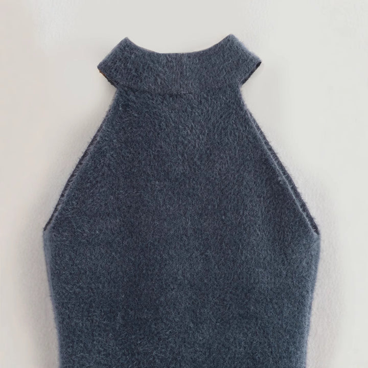 Femme Elegante Halterneck Mini Kjole med dekorative udsmykninger Stilla
