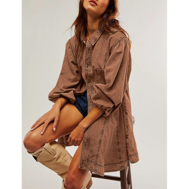Dame Button-Up Denim Kjole Stilla