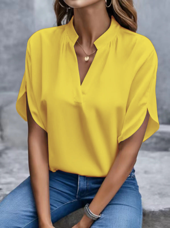 Dame elegant bluse med kortærmet Stilla