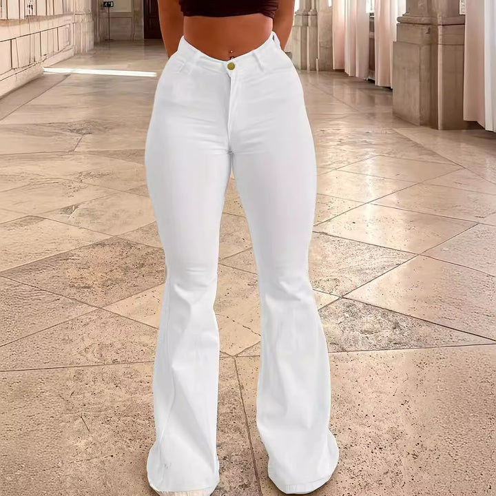 Dame Bootcut Jeans med høj talje og figursyet snit Stilla