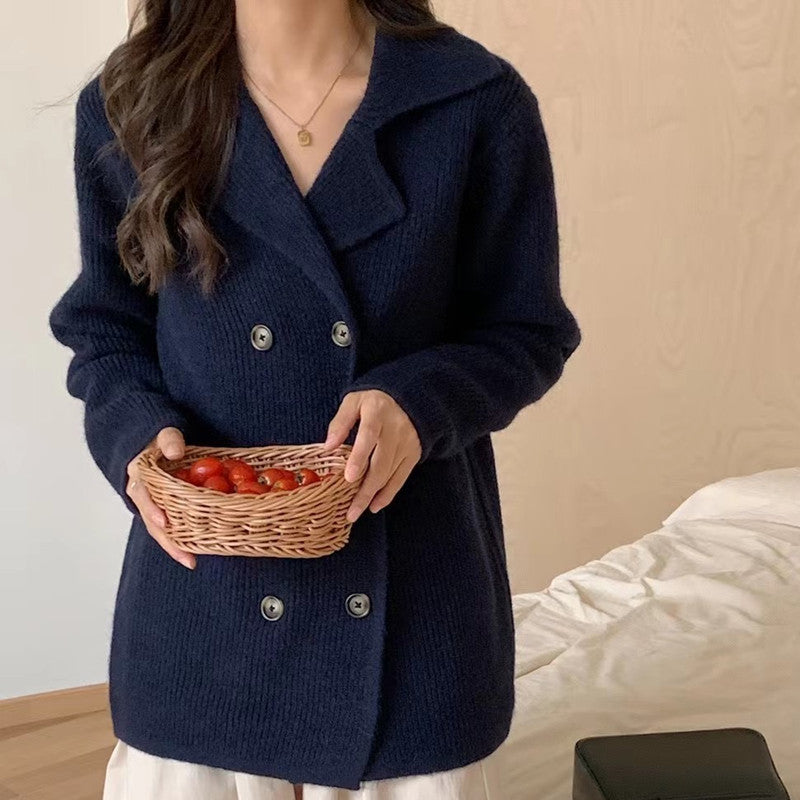 Femme Dobbeltknap Grovstrik Blazer Stilla