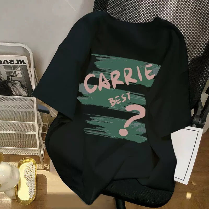 Dame Oversized T-shirt med kunstnerisk tryk og afslappet skæring Stilla