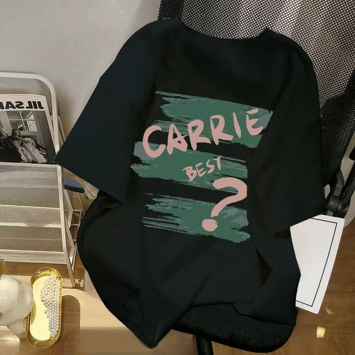 Dame Oversized T-shirt med kunstnerisk tryk og afslappet skæring Stilla