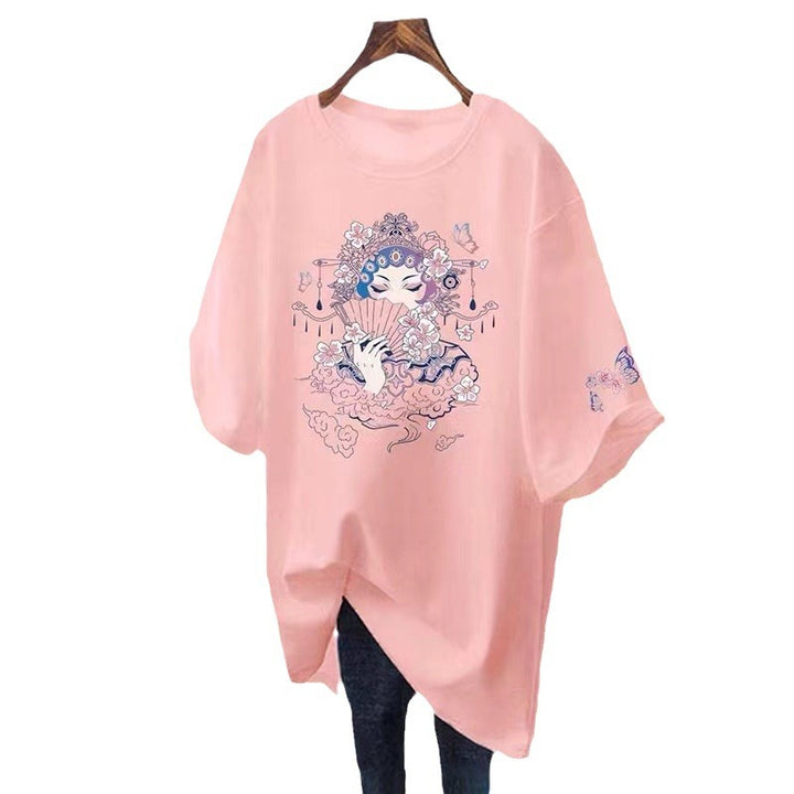 Dame T-shirt med kunstnerisk blomsterdesign og afslappet pasform Stilla