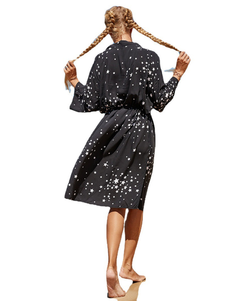 Dame Strandkimono med moderne stribedesign Stilla