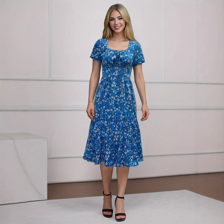 Dame Blomster Plisse Maxi Kjole Stilla