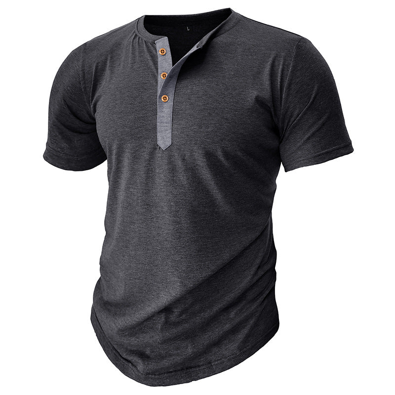 Herrer Henley T-shirt med knapper og afslappet snit Stilla