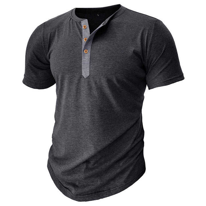 Herrer Henley T-shirt med knapper og afslappet snit Stilla