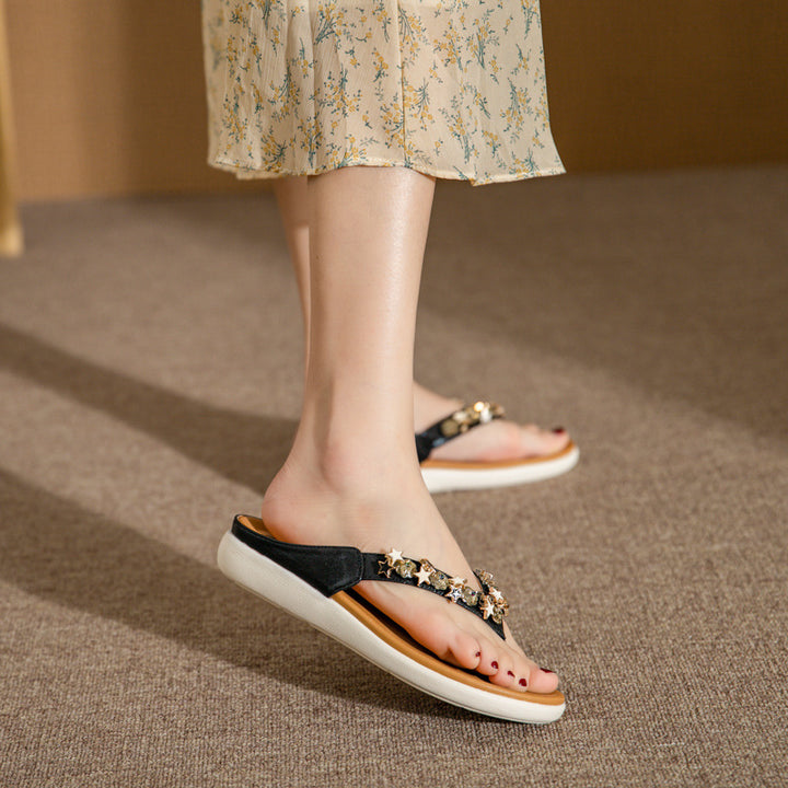 Dame Glamourøse Flip-Flops med elegant smykke detalje og komfortabel sål Stilla