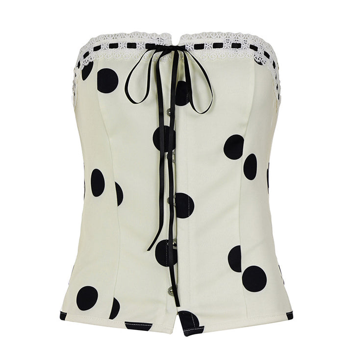 Damen Elegantes High-Neck Top mit Polka Dots Skovae