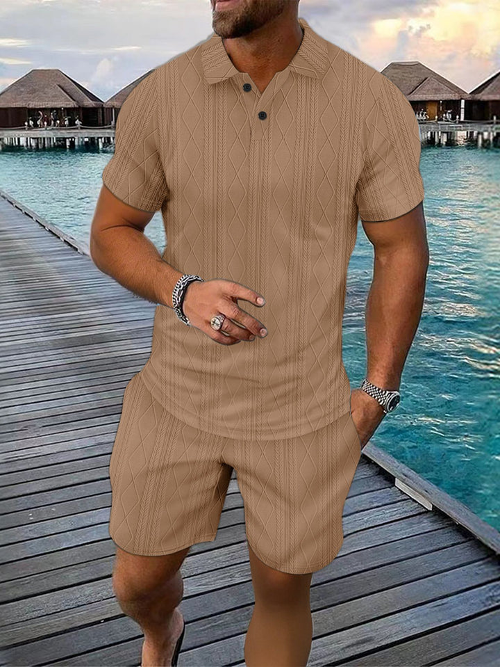 Herre Poloshirt med struktureret design og kort shorts Stilla