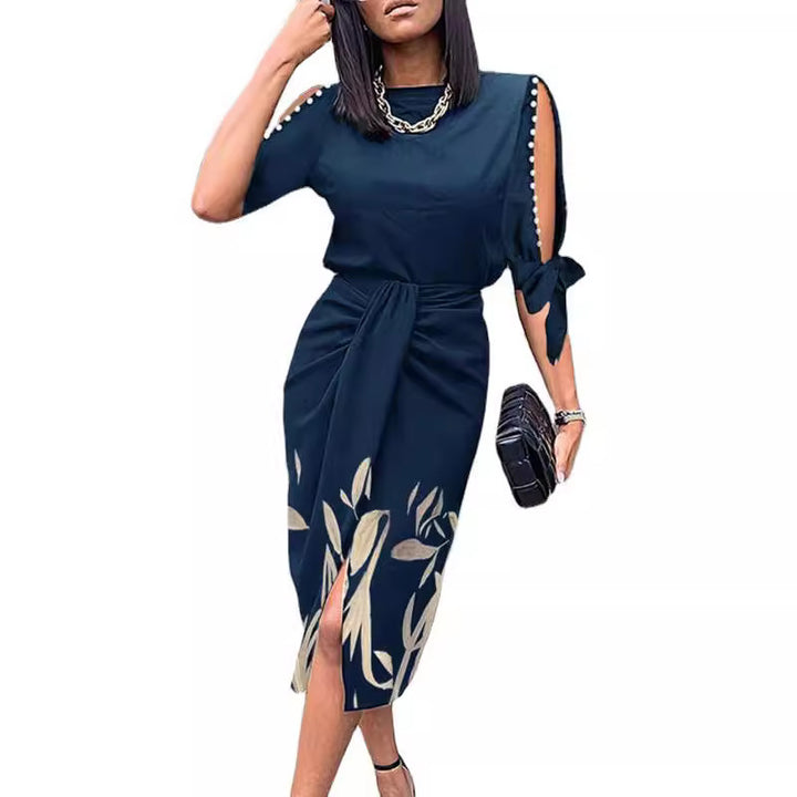 Elegant midi-kjole til kvinder med stilfulde cut-out-ærmer Stilla
