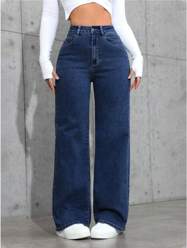 Dame vidde High-Waist Jeans med lige ben og klassisk snit Stilla